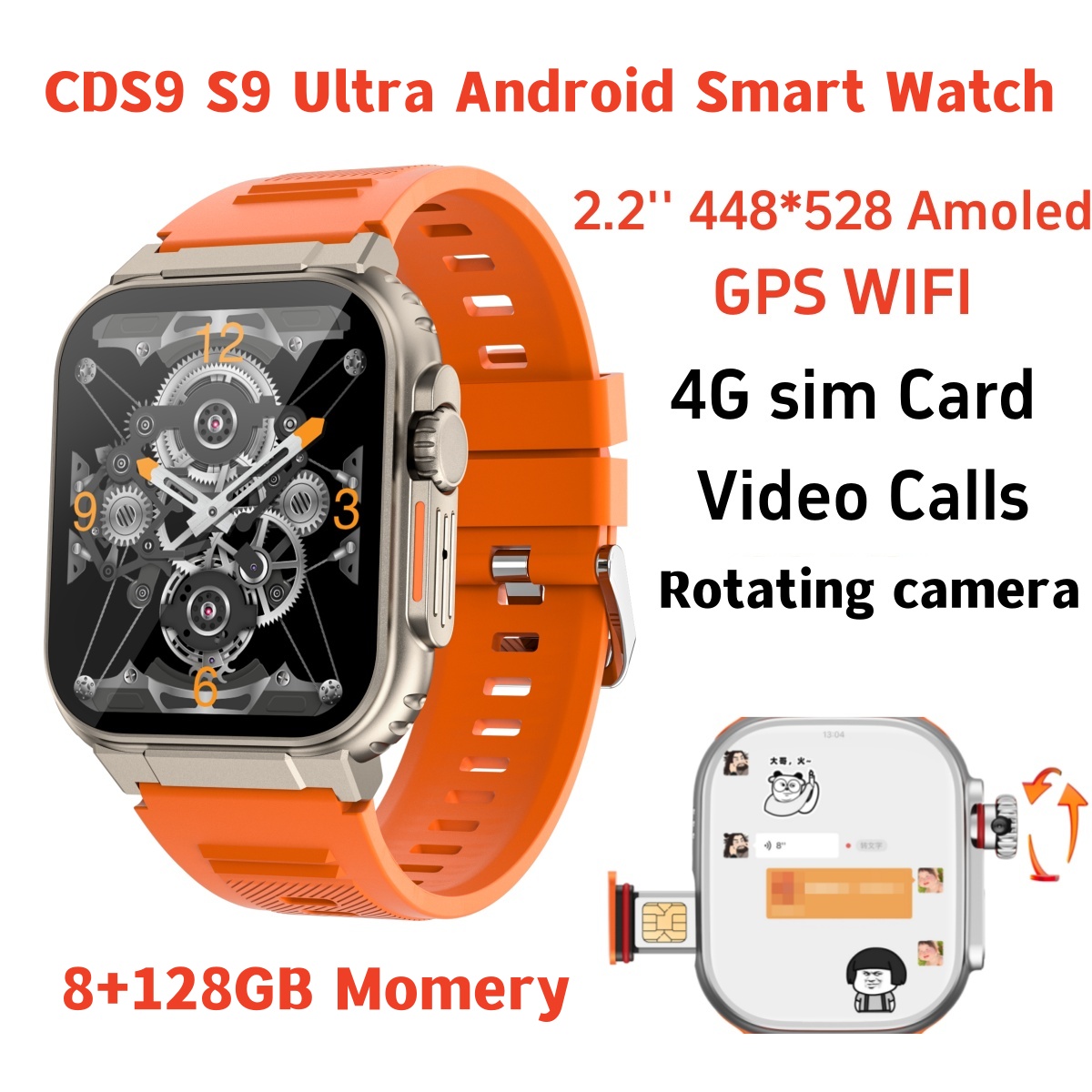 Fall Detection Watch - สมาร์ทวอทช์ S10 รุ่นดั้งเดิม รองรับเครือข่าย 4G/5G ใส่ซิมการ์ด