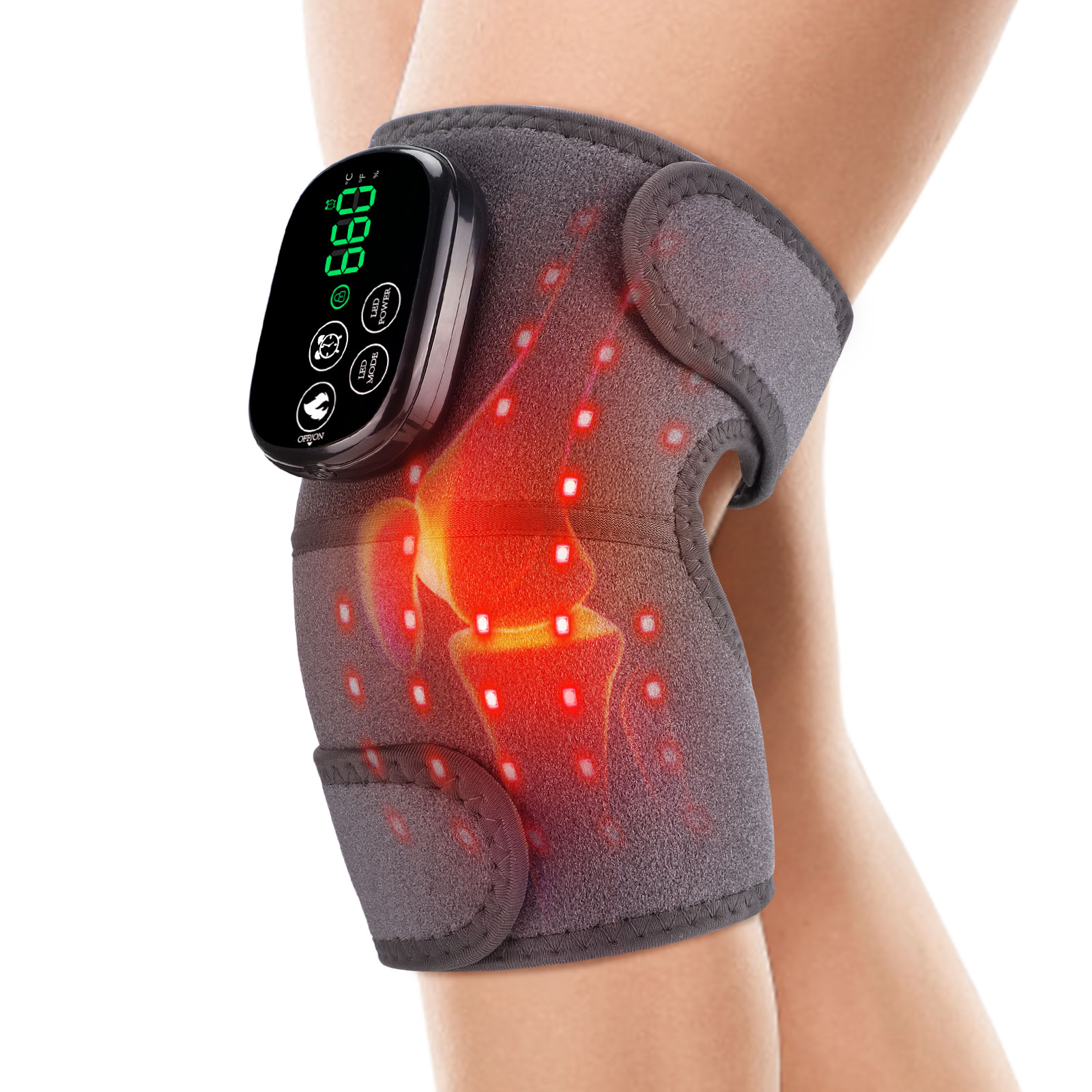 Smart Knee Wrap - สนับเข่าไฟแดงสำหรับออกกำลังกาย - แผ่นรองรับข้อต่อแบบไร้สายพร้อมไฟ LED และระบบทำความร้อน, 44
